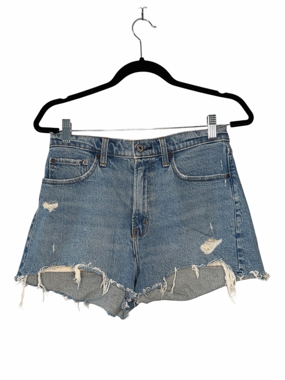 Abercrombie & Fitch Curve Love High-Rise Distressed Mom 99% Cotton Shorts